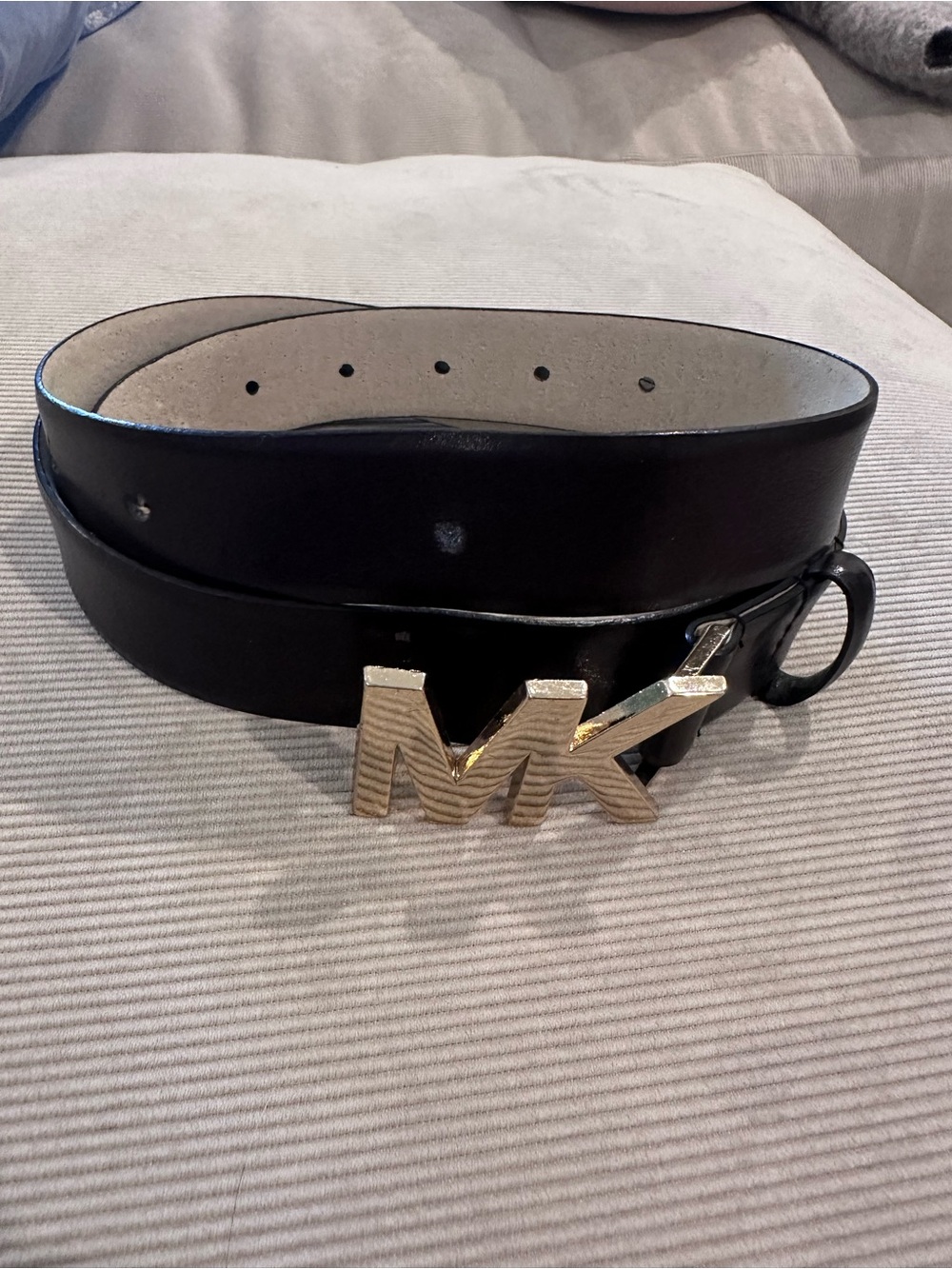Brown Leather Belt with Gold MK-Style Buckle